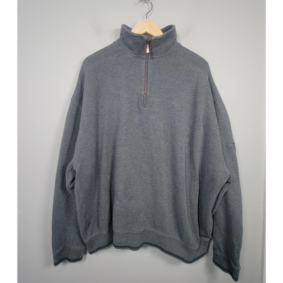 Tommy Bahama Mens XXL 1/2 Zip Pullover Sweatshirt Cotton Casual Gray - Picture 1 of 12